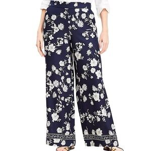 NWOT LOFT Fluid Pull-on Floral Wide Legs Pants Size M